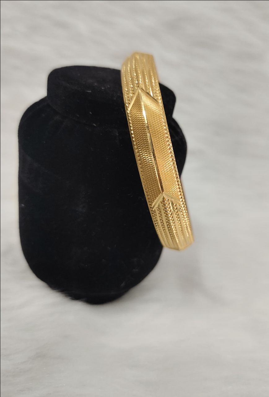 Men's Gold Plated kada is crafted for a textured and solid strength design view 3