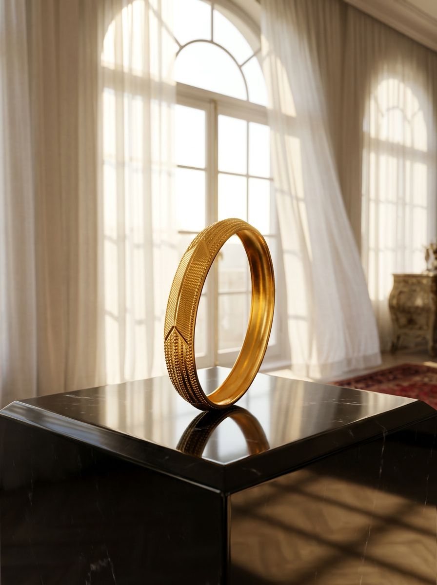 Men's Gold Plated kada is crafted for a textured and solid strength design view 2