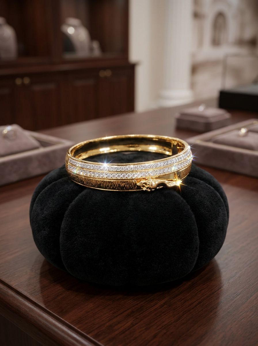 A traditional designer kada featuring a two-tone gold and silver plated design with emosed Jaguar view 4