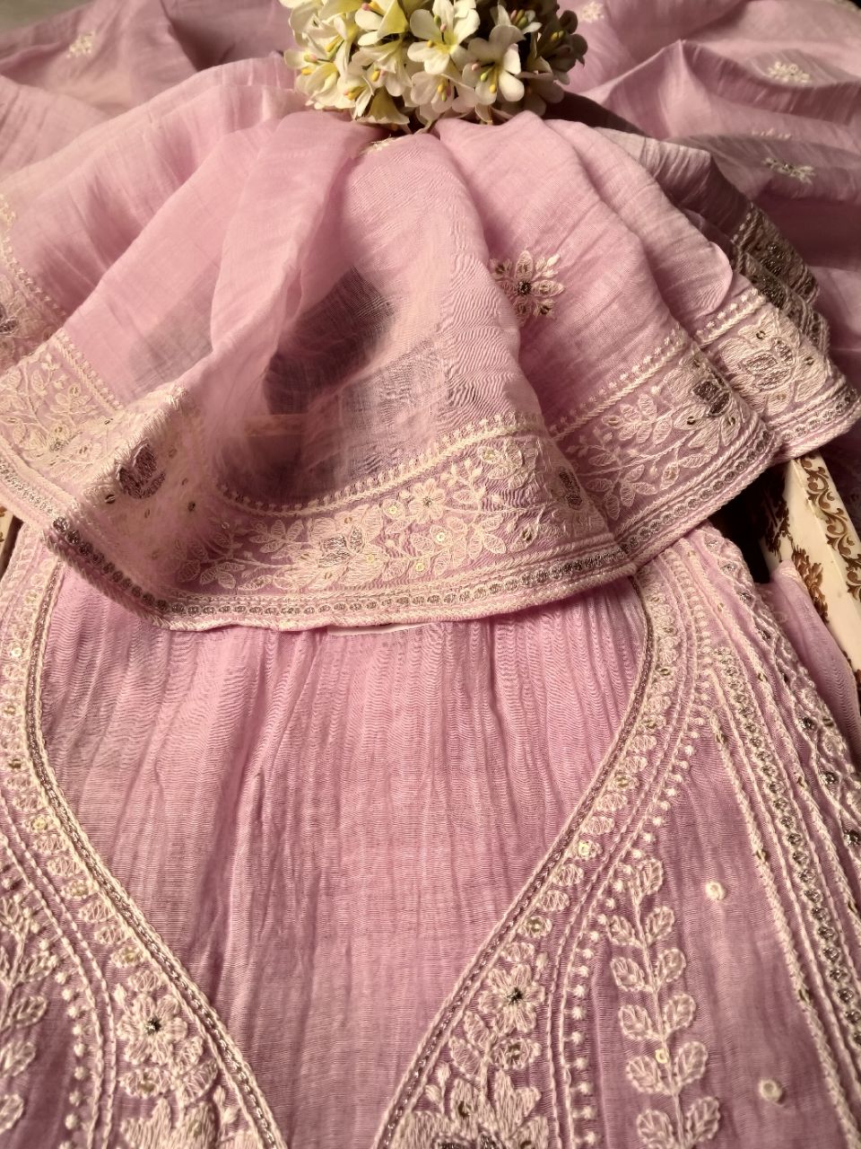 Pure Mal Chanderi With Embroidery Suit view 10