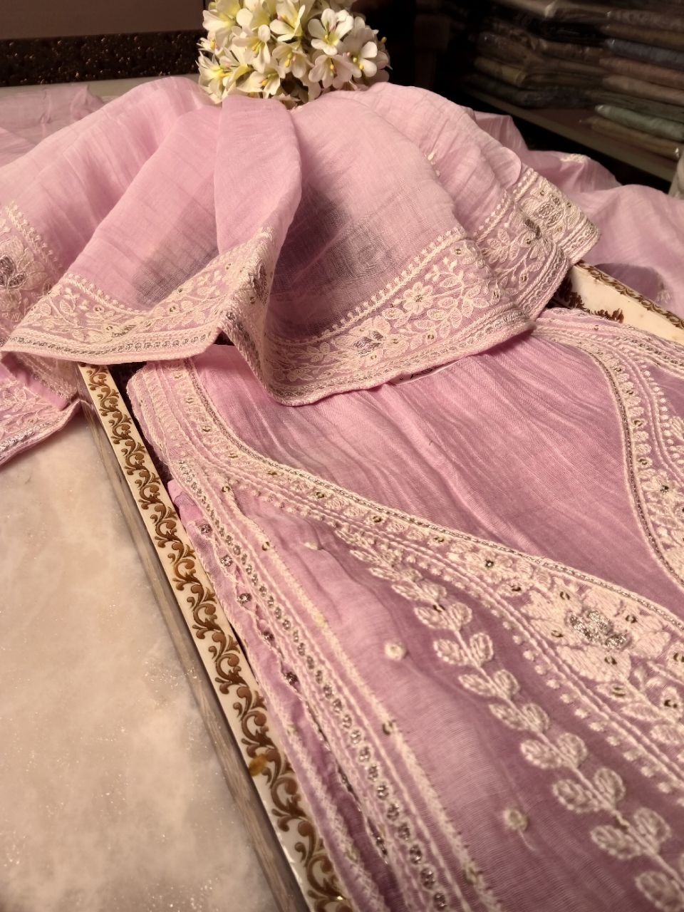 Pure Mal Chanderi With Embroidery Suit view 7
