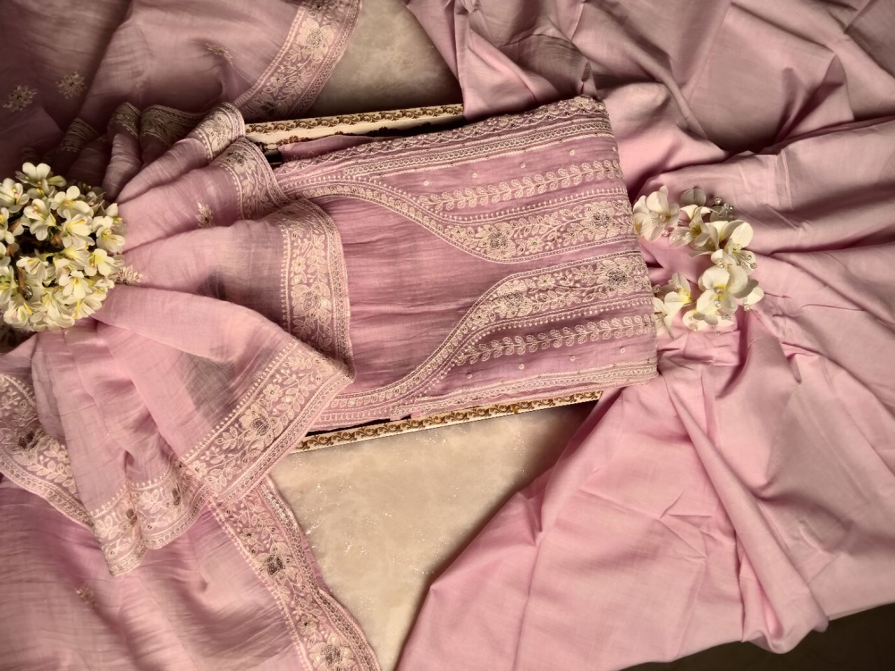 Pure Mal Chanderi With Embroidery Suit view 5