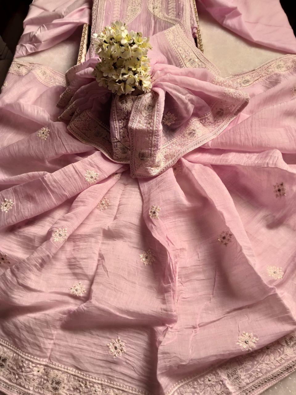 Pure Mal Chanderi With Embroidery Suit view 6