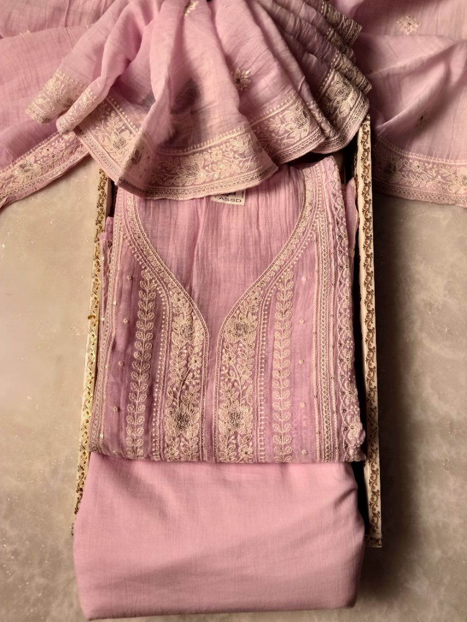 Pure Mal Chanderi With Embroidery Suit view 9