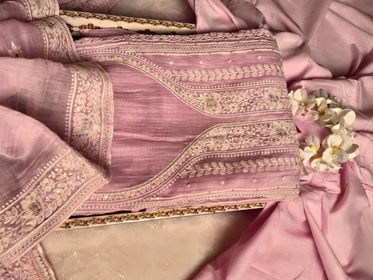 Pure Mal Chanderi With Embroidery Suit view 2