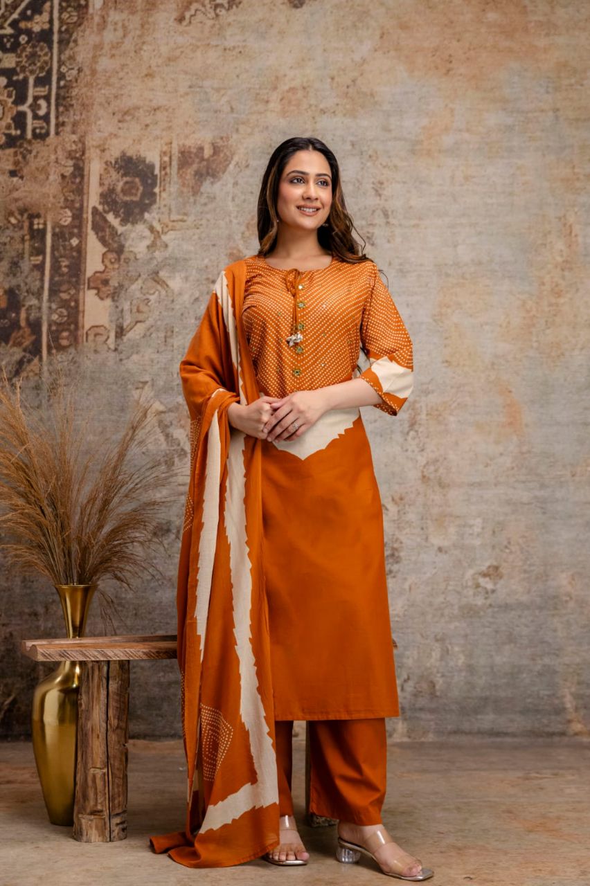 Coral Orange Suit Set view 2