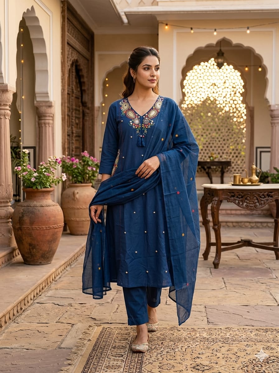 Navy Noor Suit Set view 2