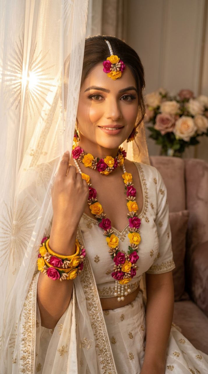 Floral Mehandi Jewellery Set view 2