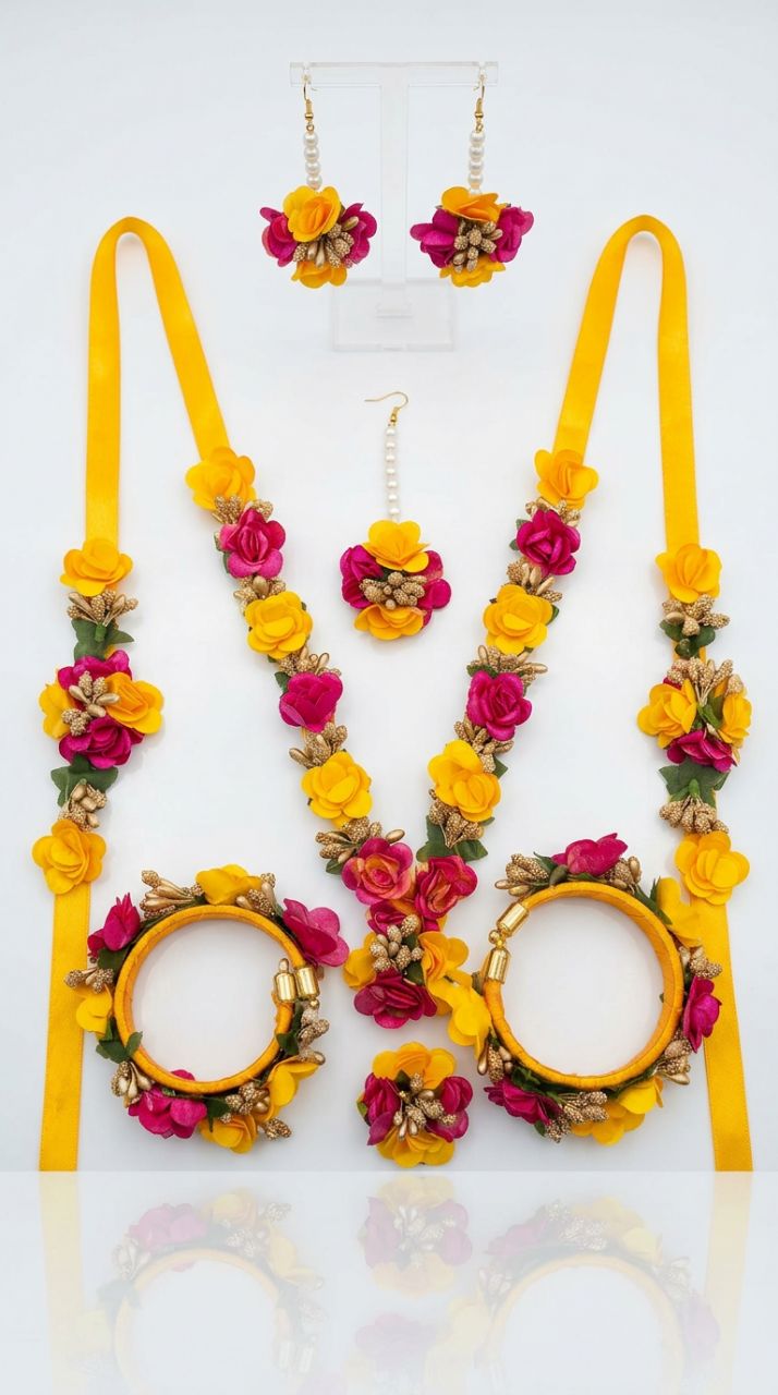 Floral Mehandi Jewellery Set view 3