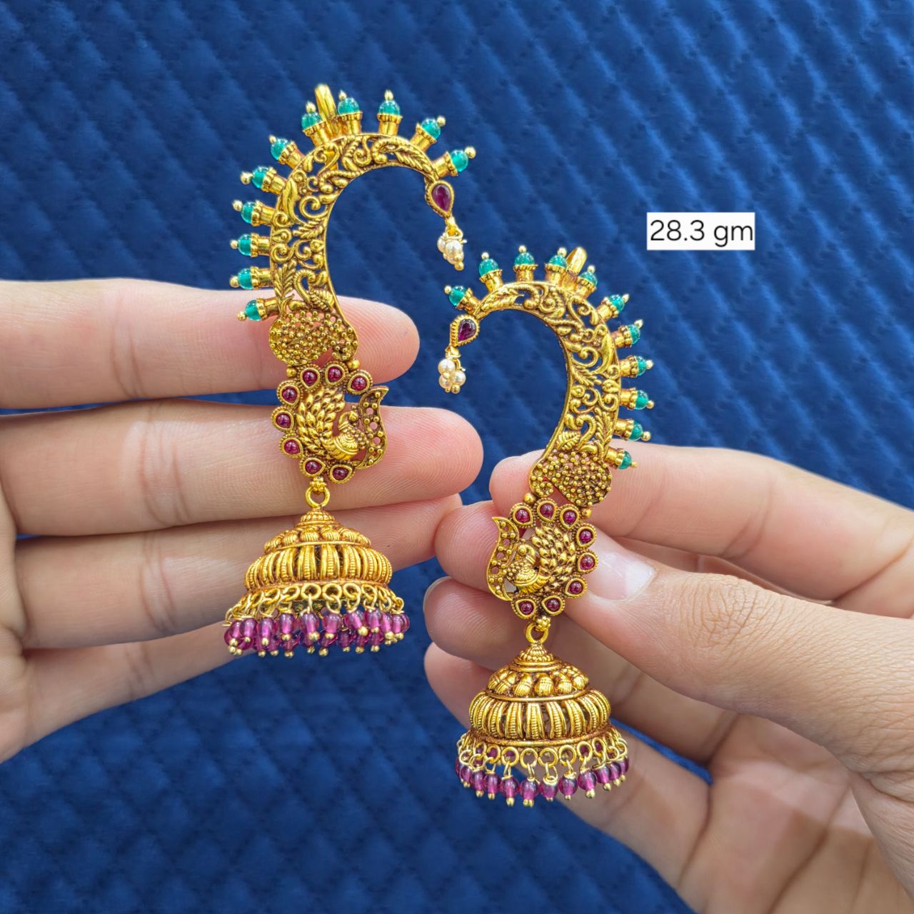 92.5 Silver - Antique Earrcuff Jhumka view 7
