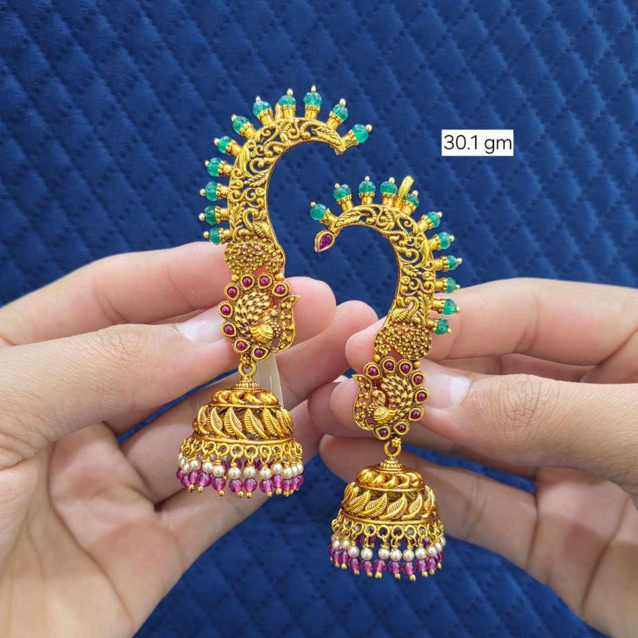 92.5 Silver - Antique Earrcuff Jhumka view 9