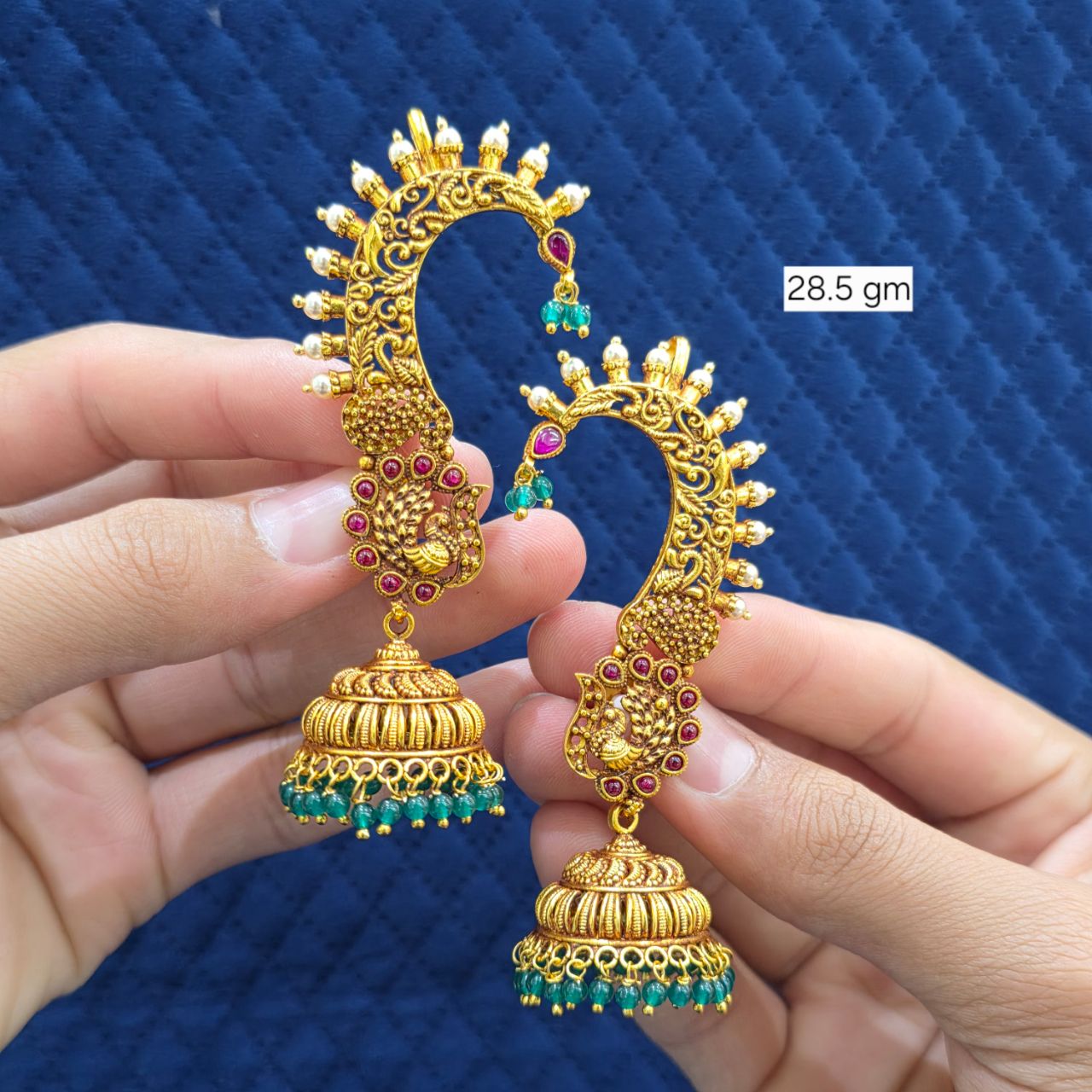 92.5 Silver - Antique Earrcuff Jhumka view 5