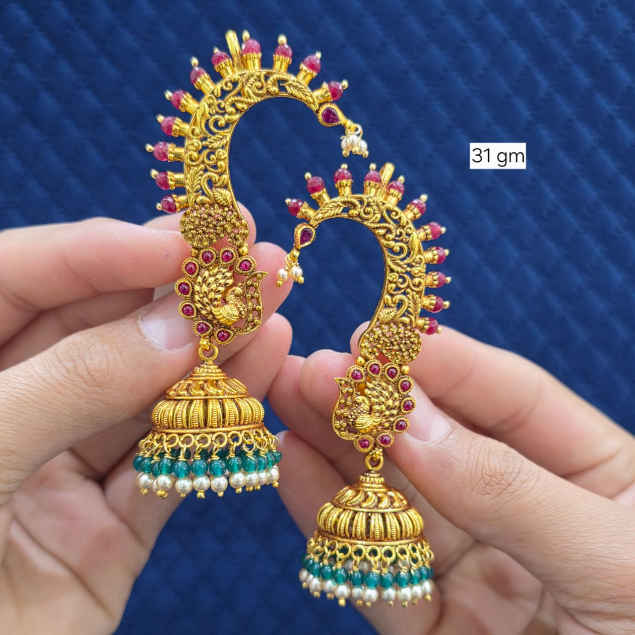 92.5 Silver - Antique Earrcuff Jhumka view 2
