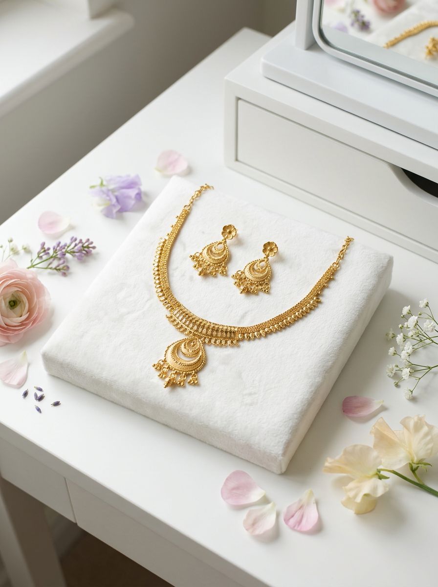 Elegant Designs Gold Necklace Set With Earrings view 4