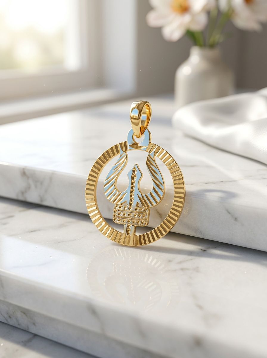 Gold plated Trishul Pendant view 3