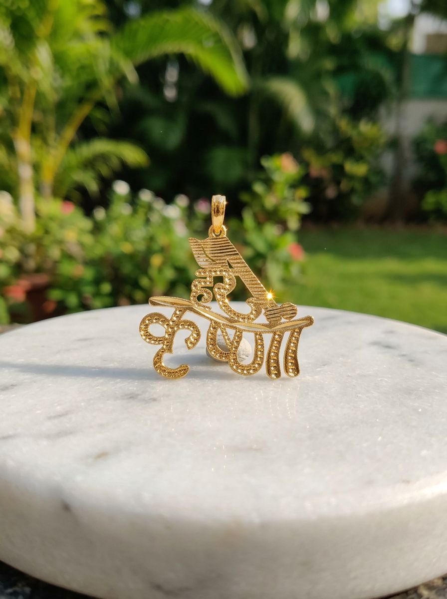 Hare Krishna Gold Plated Pendant view 3