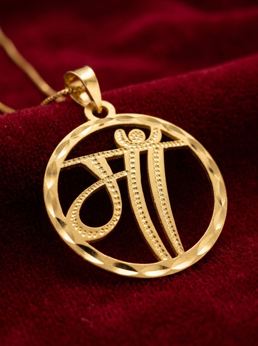 Maa Name design Gold Plated Pendant view 3