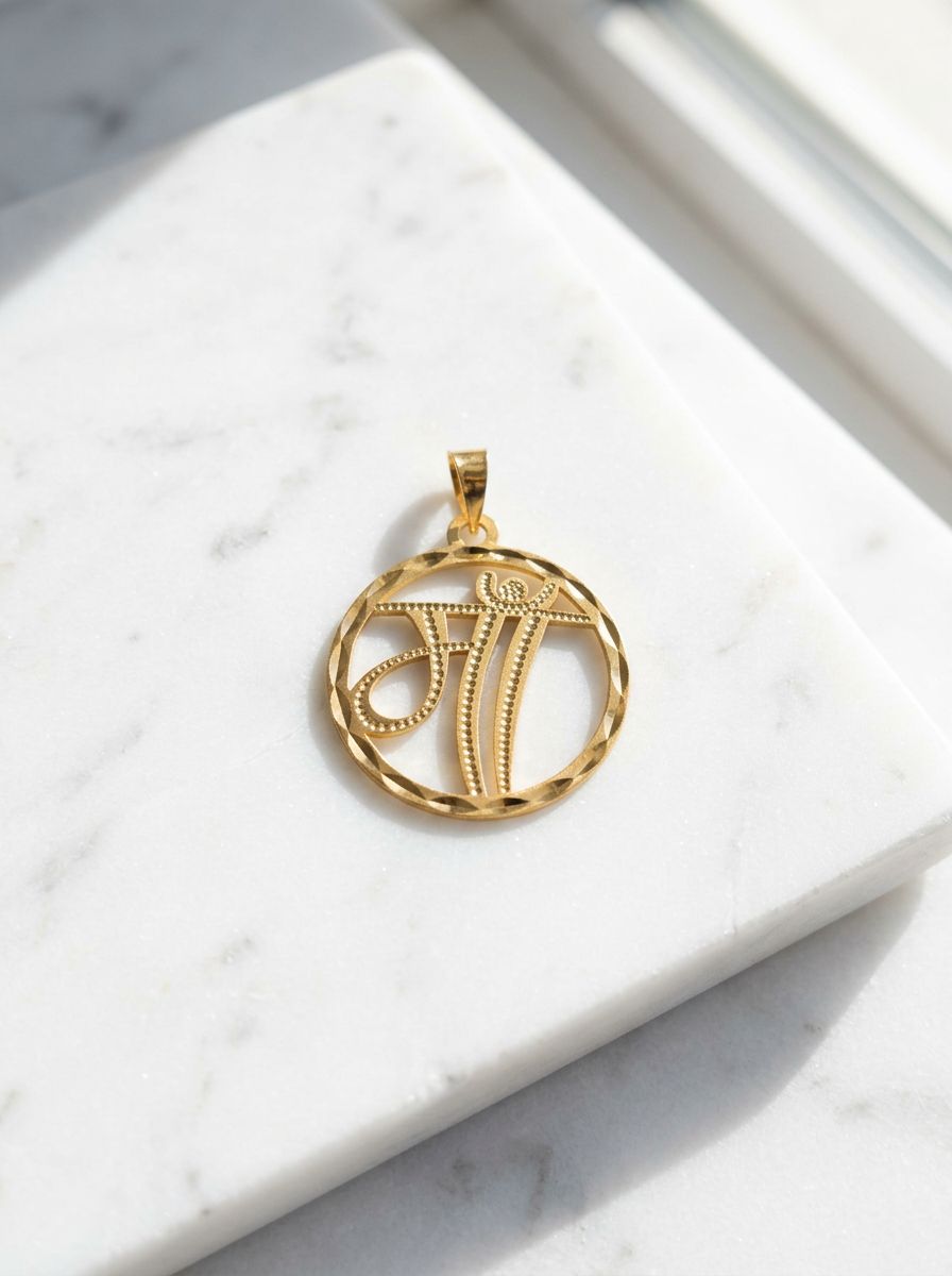 Maa Name design Gold Plated Pendant view 4