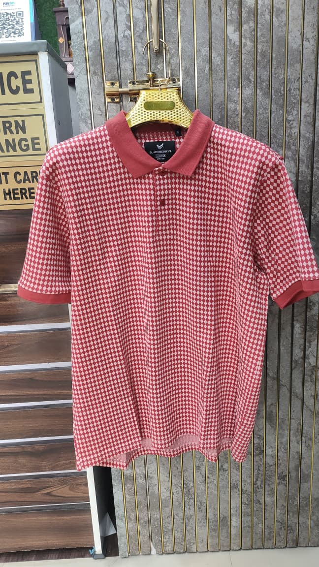 Blackberrys Red Patterned Polo Shirt view 2