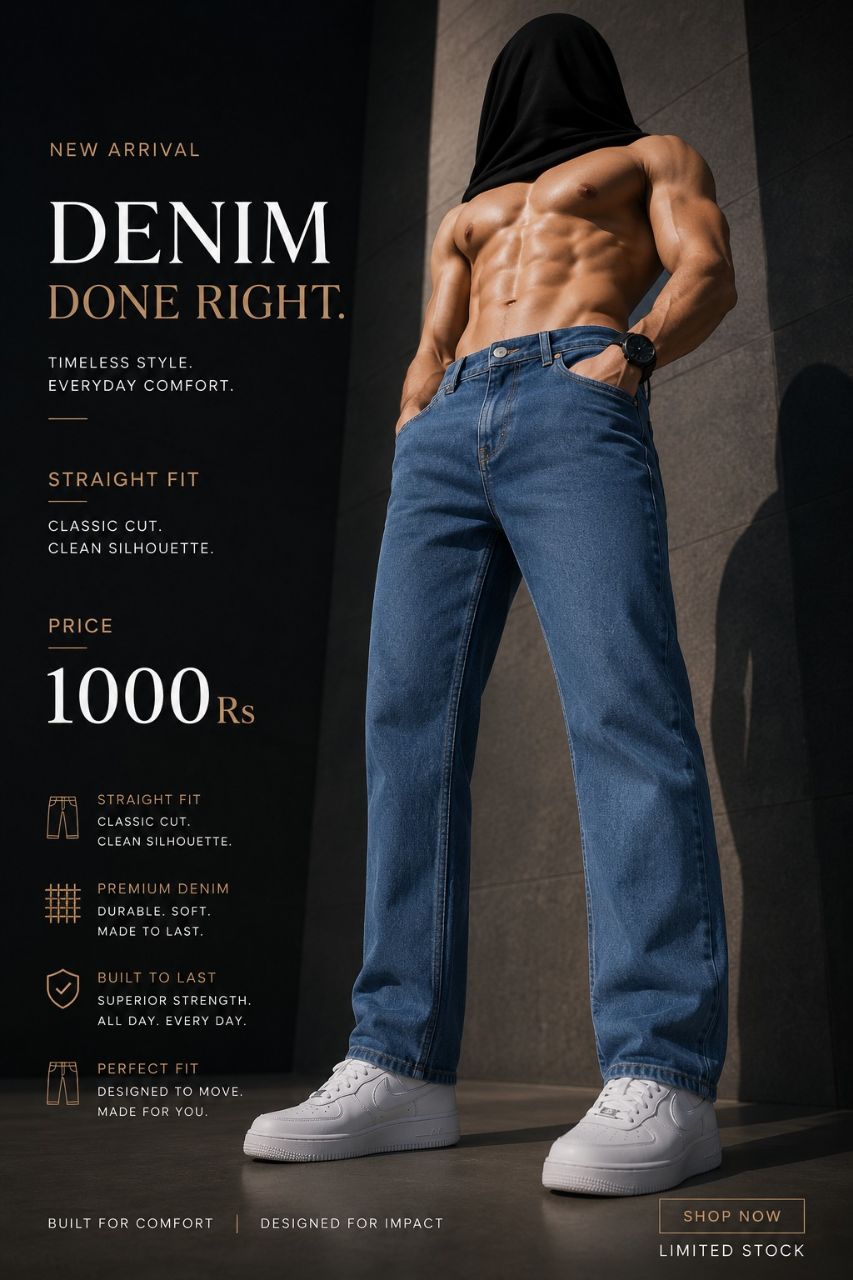 Premium Straight Fit Denim Jeans view 2