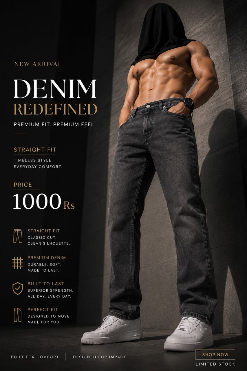 Premium Black Denim Jeans view 2