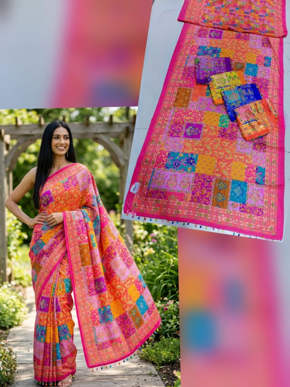Colorful Box Print Saree