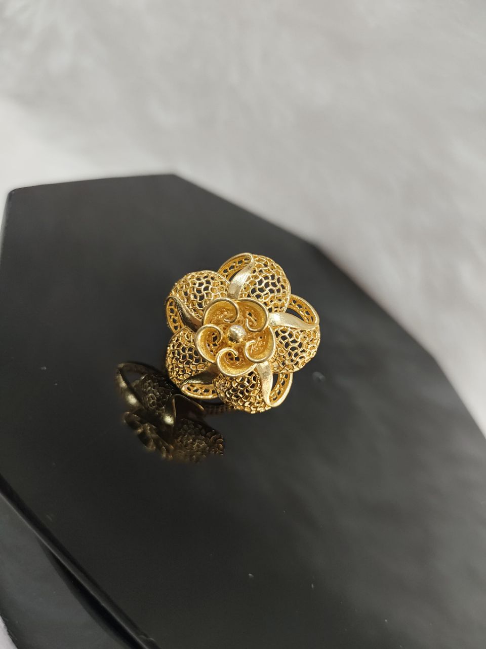 Gold Floral Ring 3 view 2