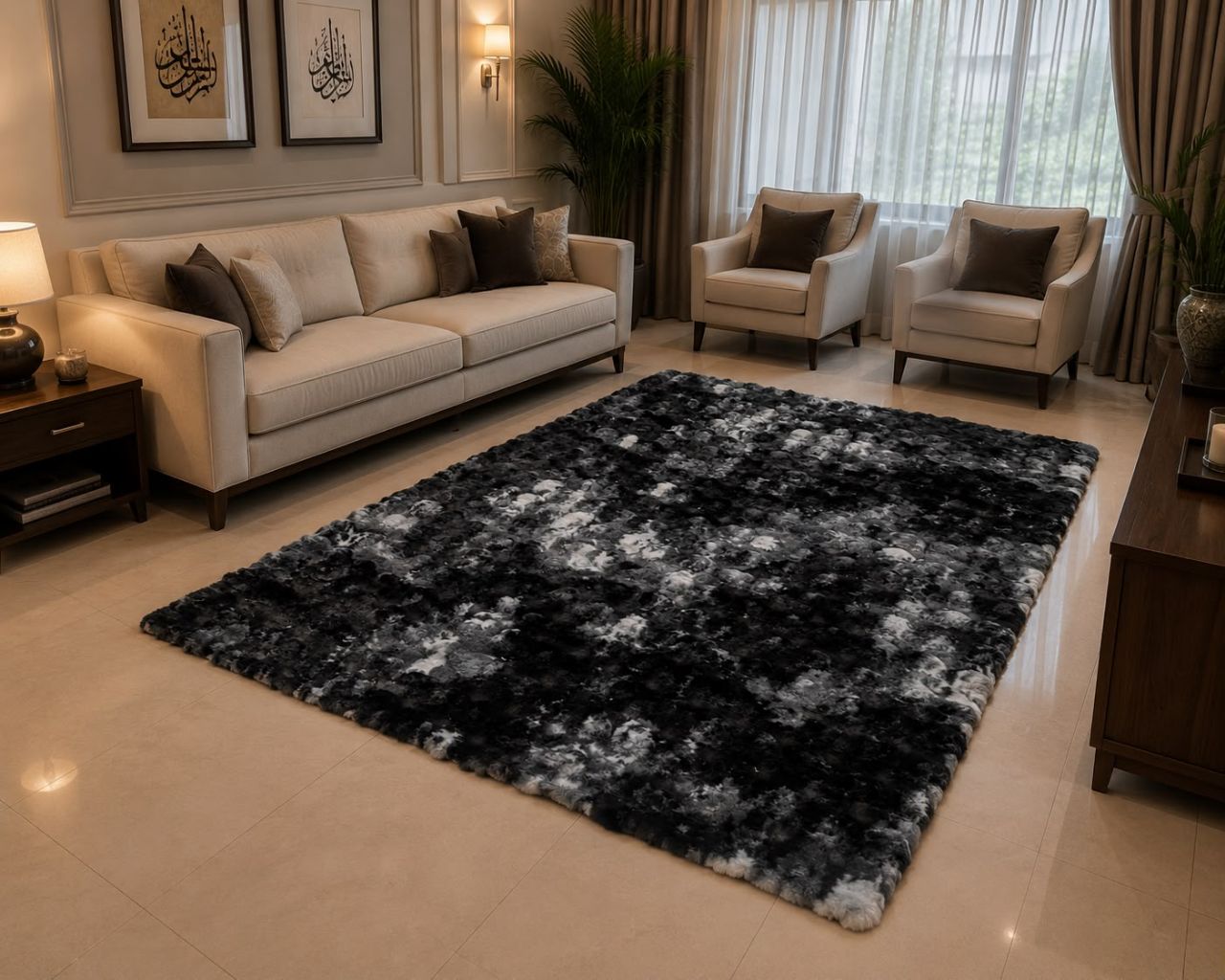 RABBIT FUR BUBBLE CARPET, SIZE 4*6 FEET