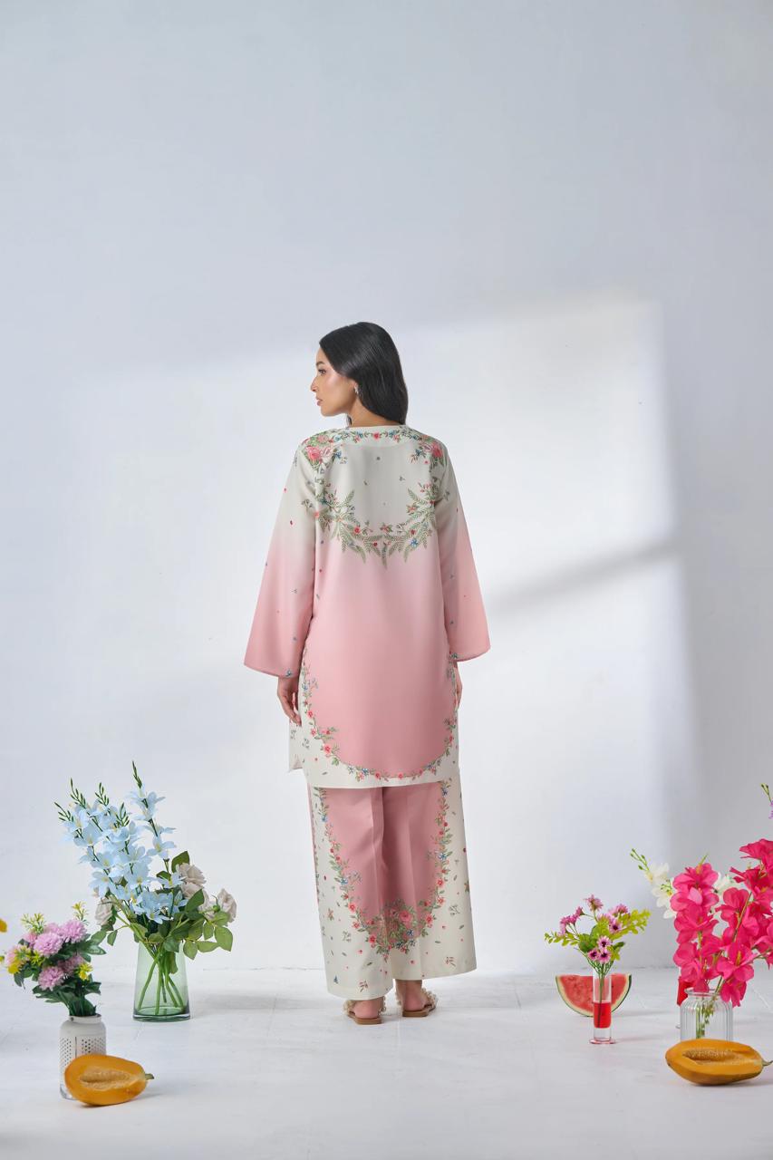Floral Printed Black Loos  Plazo Stitched Suit - Pink/ SD00190 view 3