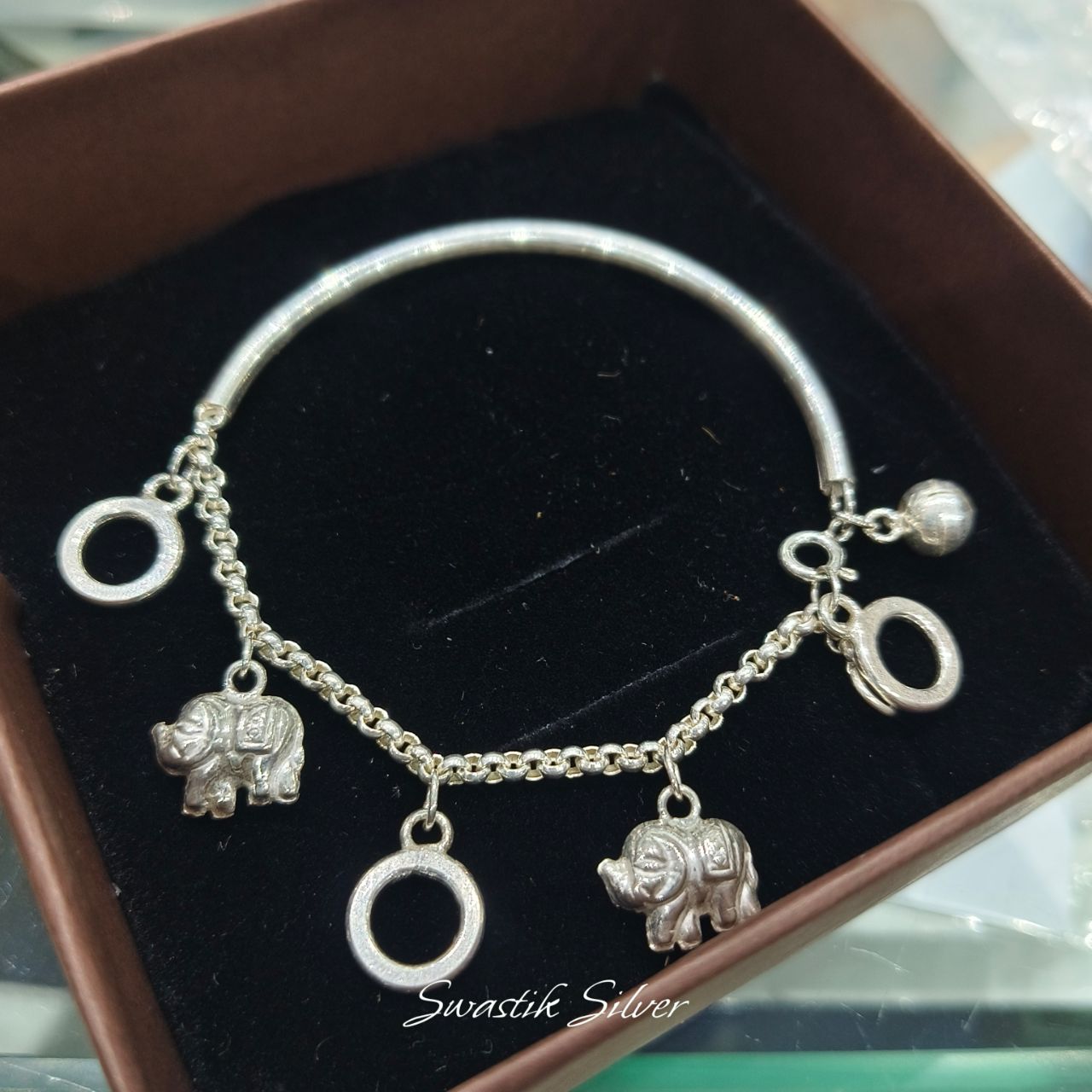 Royal Gajraj Silver Half-Bangle Charm Bracelet view 3