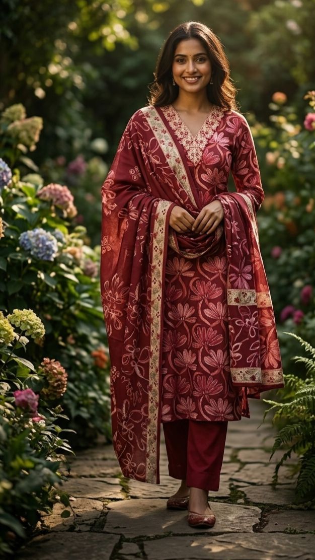 Vertigan Silk Kurti Set