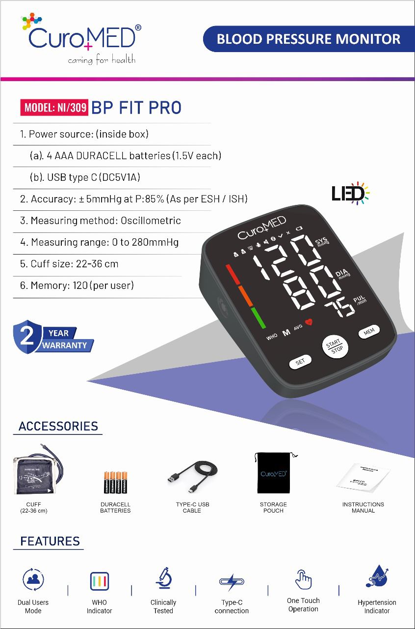 CuroMED BP Fit Pro Blood Pressure Monitor view 4