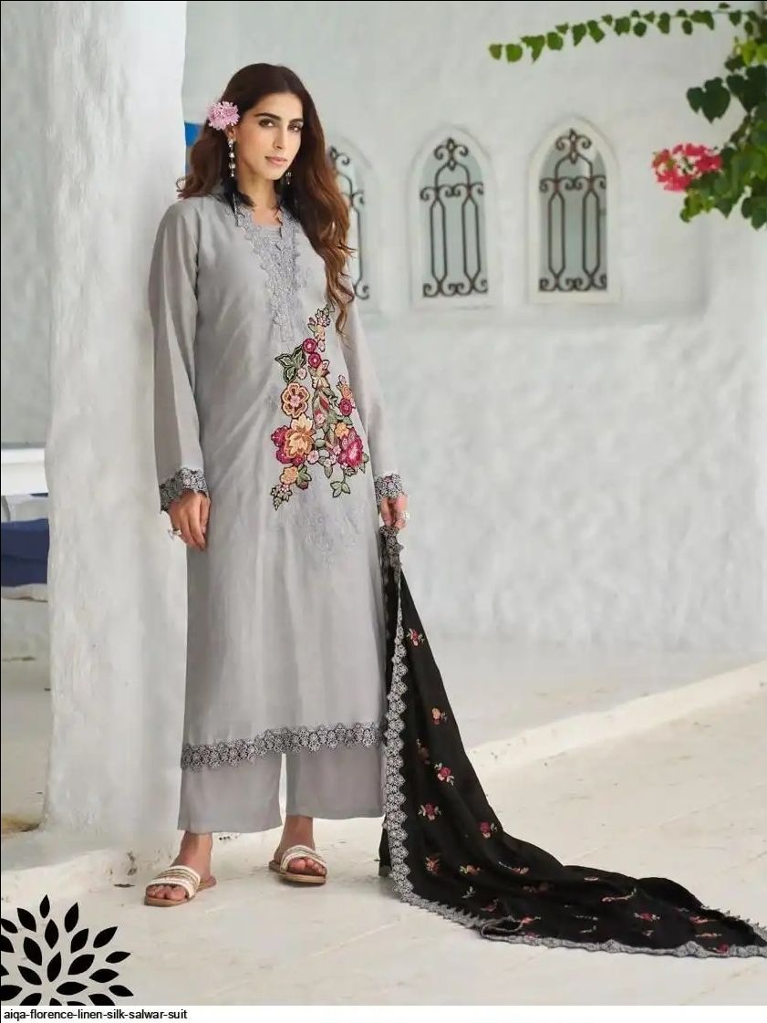 Florence Linen Cotton Unstitched Fancy Suit - 1580 A / HC002104 view 2