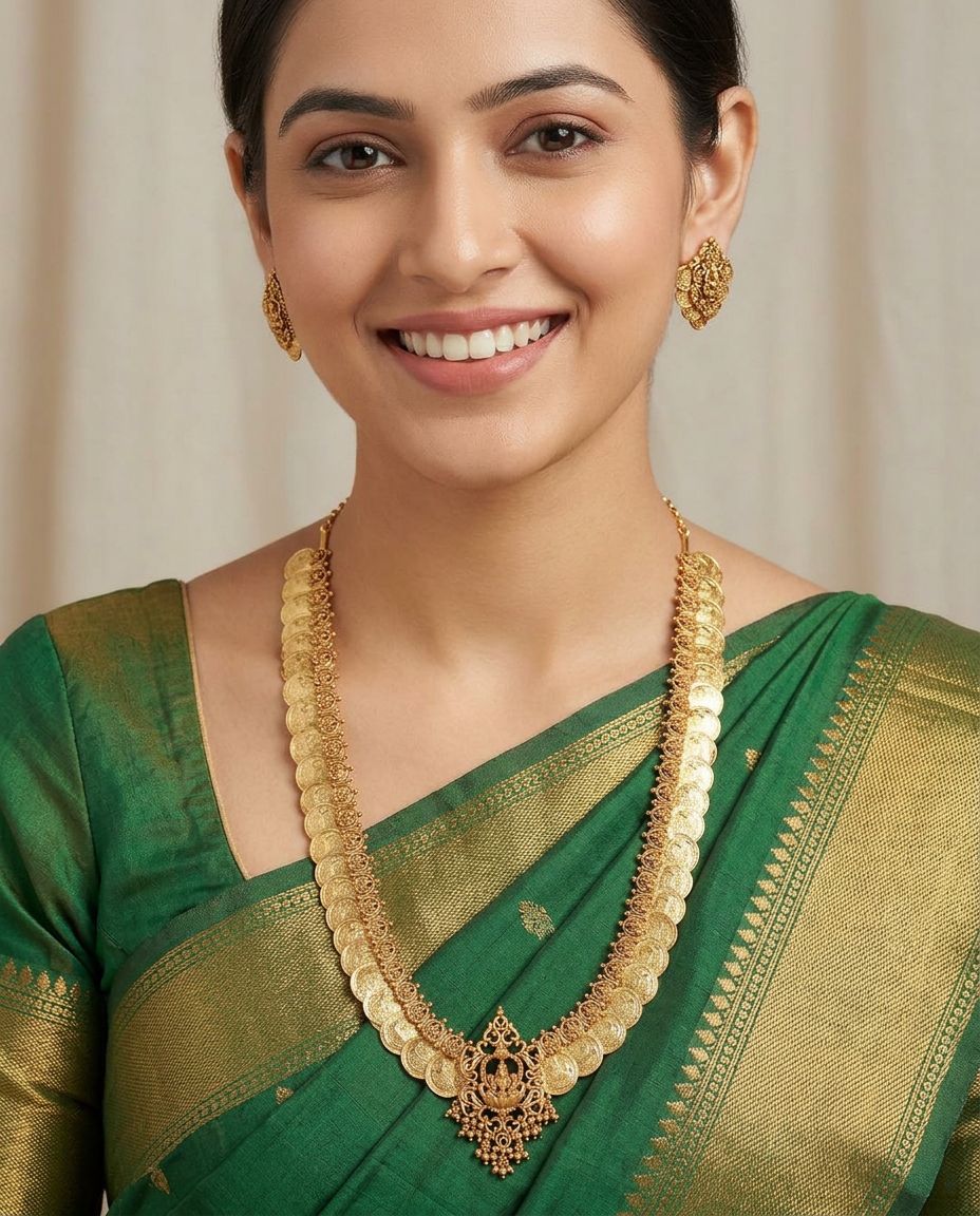 Traditional Lakshmi Kasu Gold Hara view 2