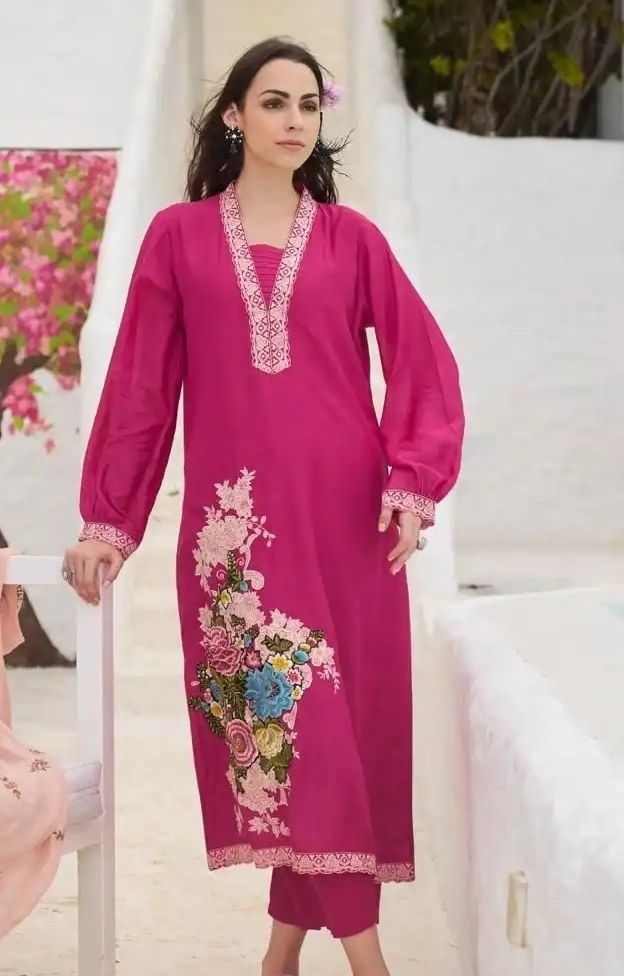 Florence Linen Cotton Unstitched Fancy Suit - 1579- A / HC002104 view 5