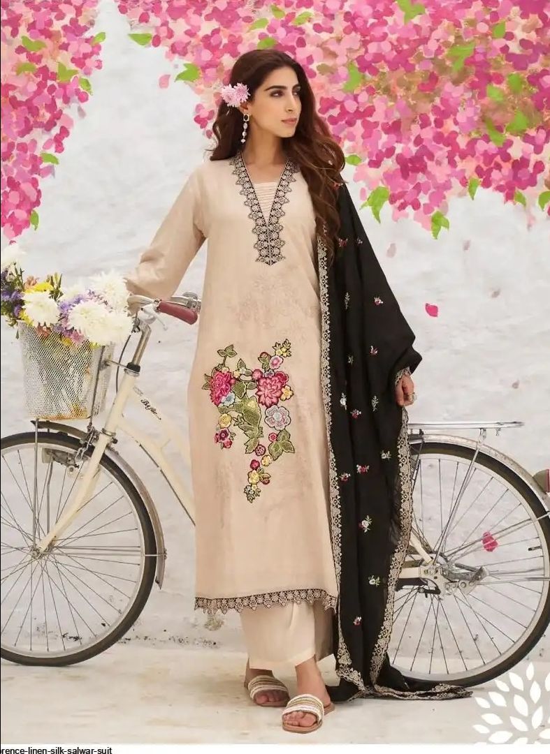 Florence Linen Cotton Unstitched Fancy Suit - 1584 - A / HC002104 view 2