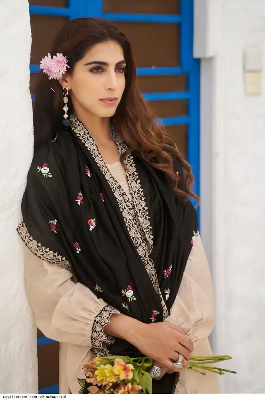 Florence Linen Cotton Unstitched Fancy Suit - 1584 - A / HC002104 view 3