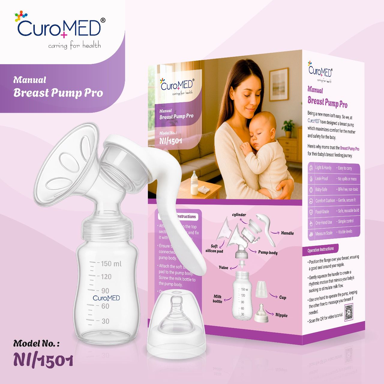 CuroMED Manual Breast Pump Pro view 2