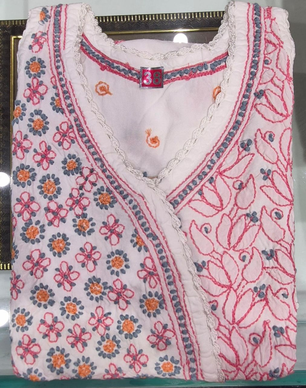 Cotton Chikankari Halter Neck Tunics Bel Boota view 5