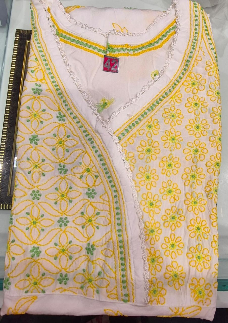Cotton Chikankari Halter Neck Tunics Bel Boota view 3