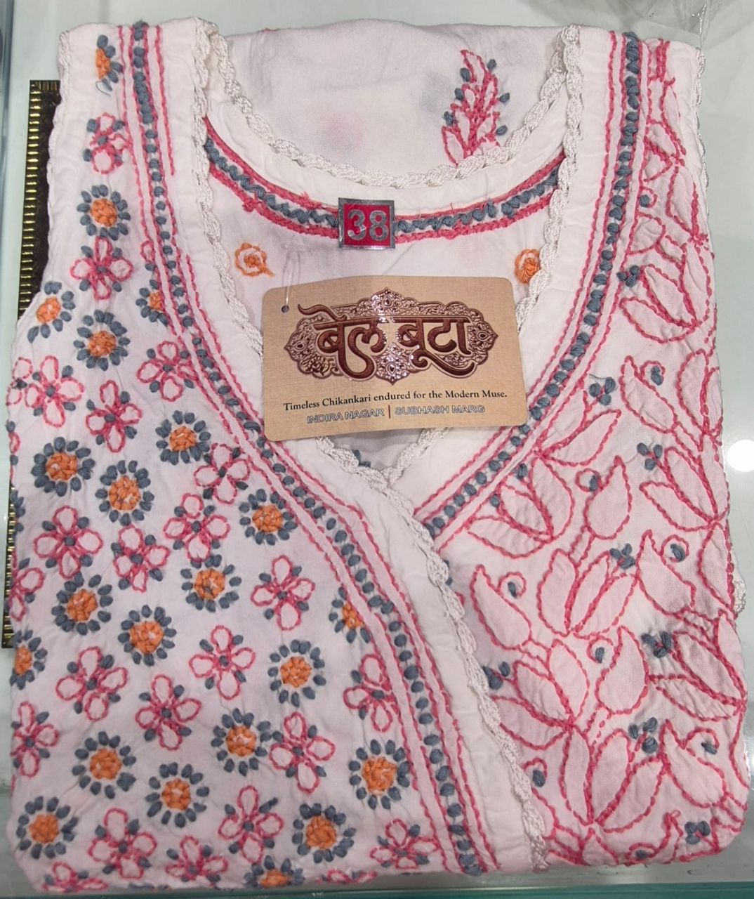 Cotton Chikankari Halter Neck Tunics Bel Boota view 8