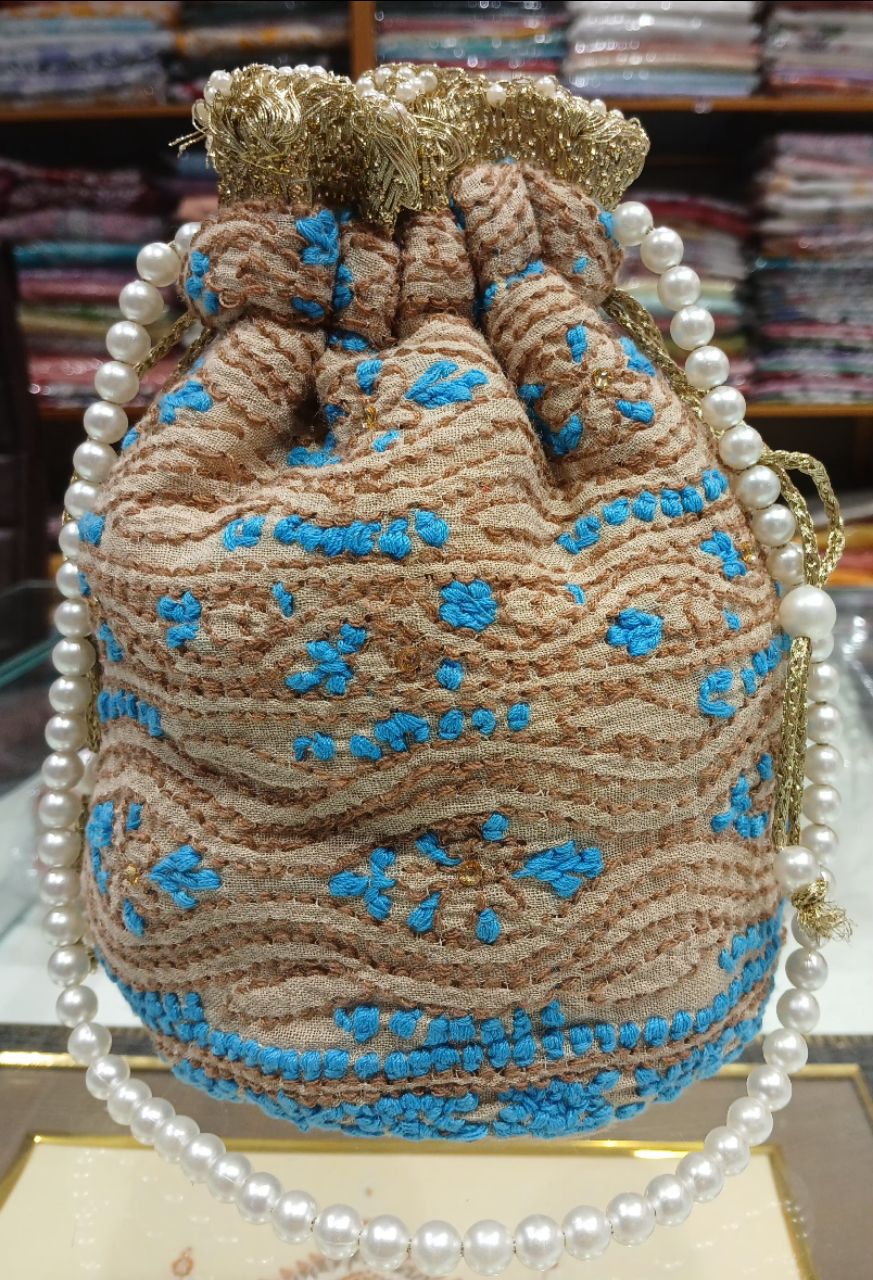 Chikankari Potli Bag by  Bel Boota view 3