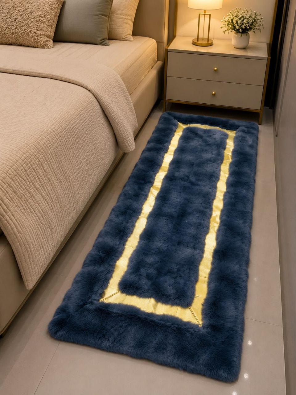 IMPORTED RABBIT FUR BEDSIDE RUNNER, SIZE 2*5FT view 2