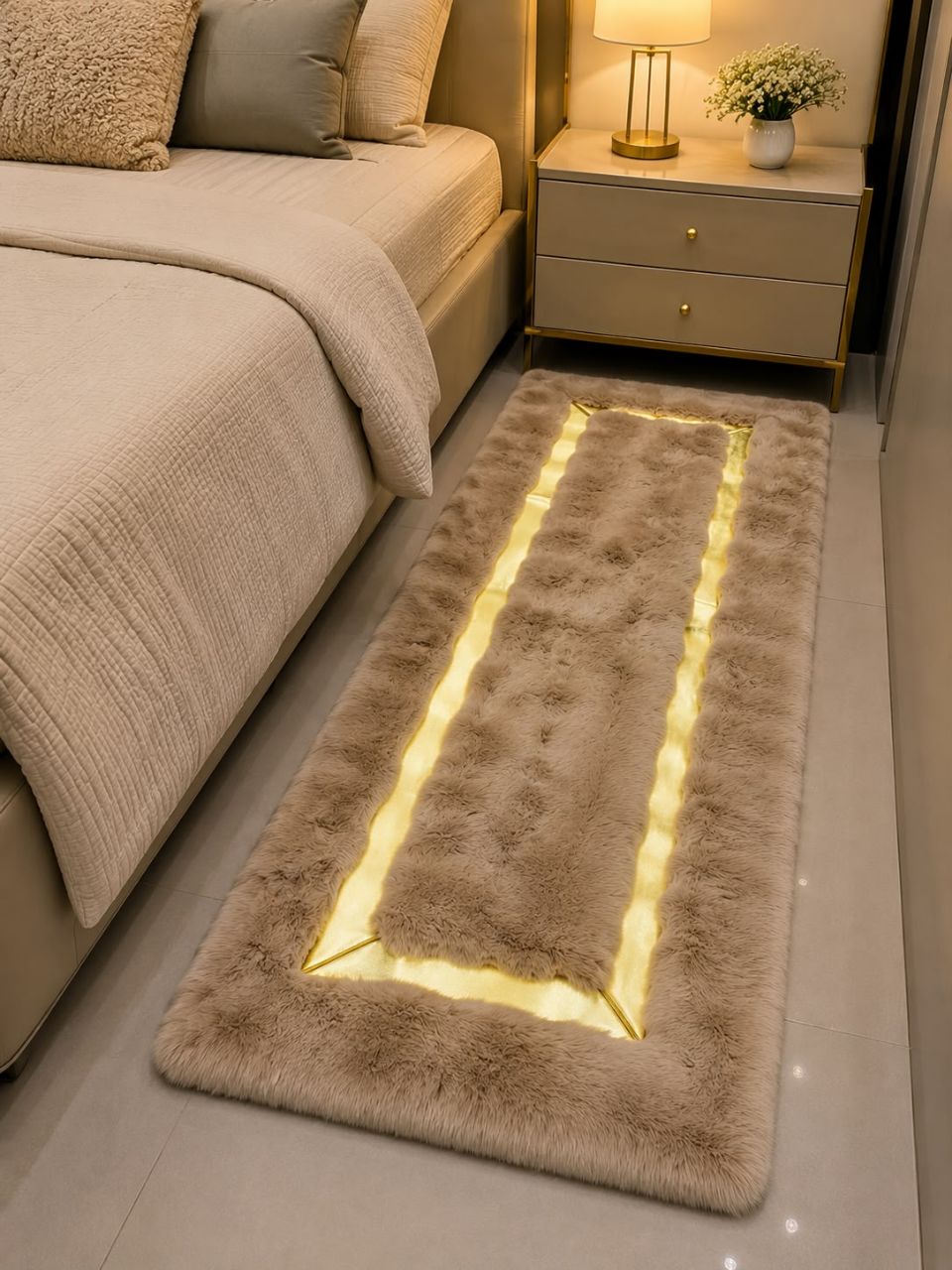 IMPORTED RABBIT FUR BEDSIDE RUNNER, SIZE 2*5FT view 3