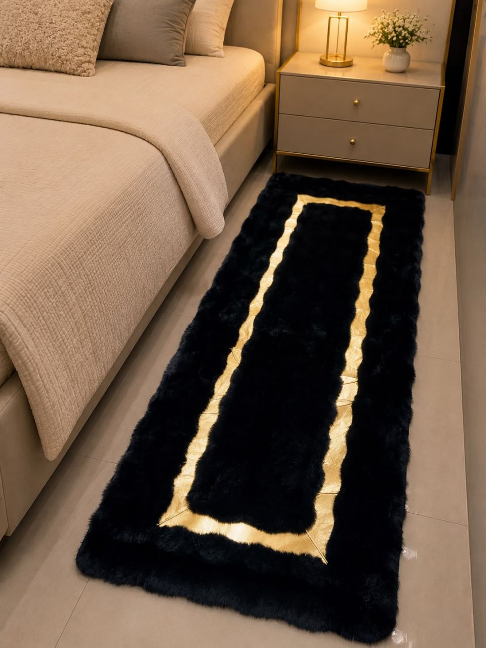 IMPORTED RABBIT FUR BEDSIDE RUNNER, SIZE 2*5FT view 5