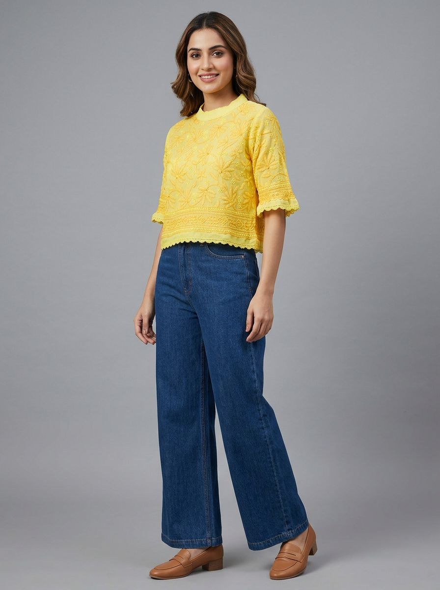 Chikankari Crop Top by Bel Boota