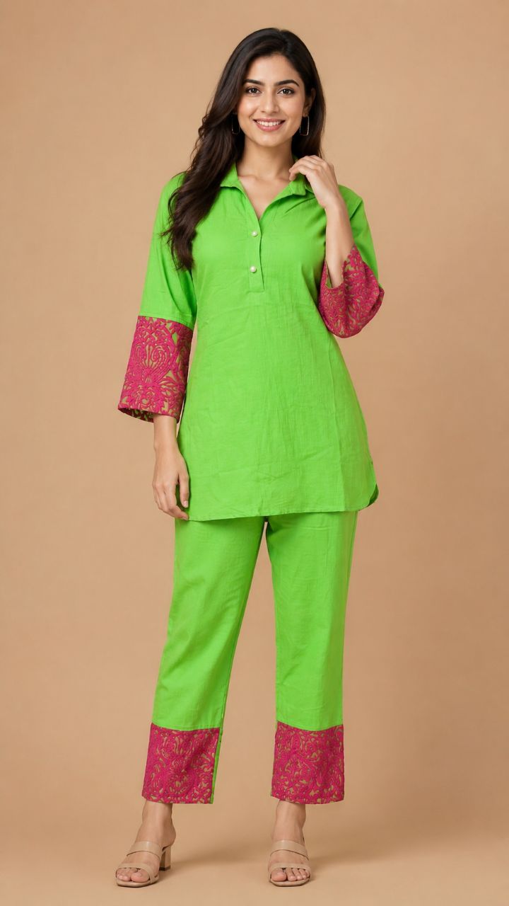 Sg Green Ethnic Tunic Set view 2