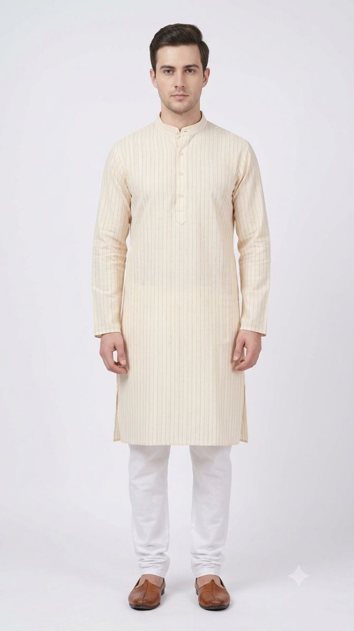 Premium Striped Khadi Kurta Yuvi view 2
