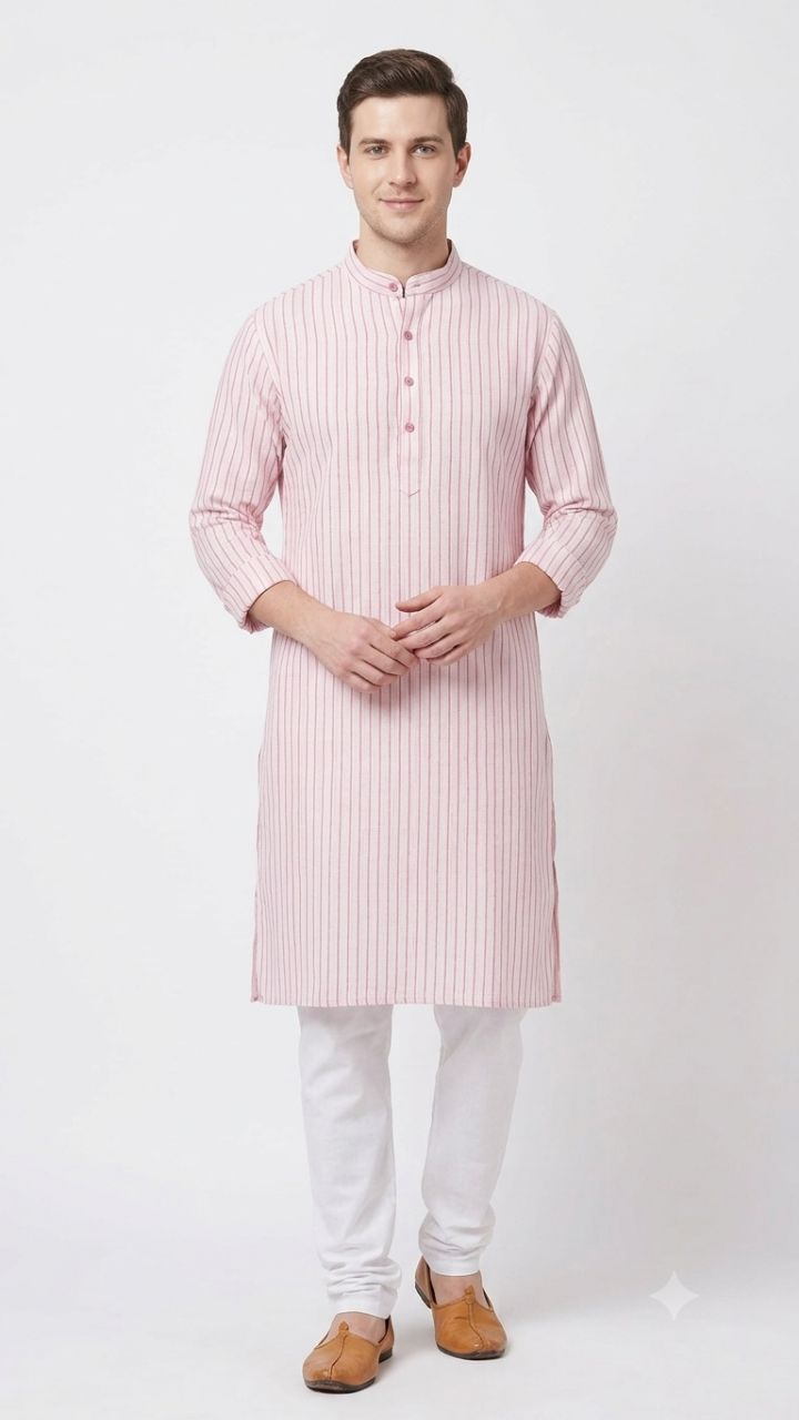 Premium Striped Khadi Kurta Yuvi view 5