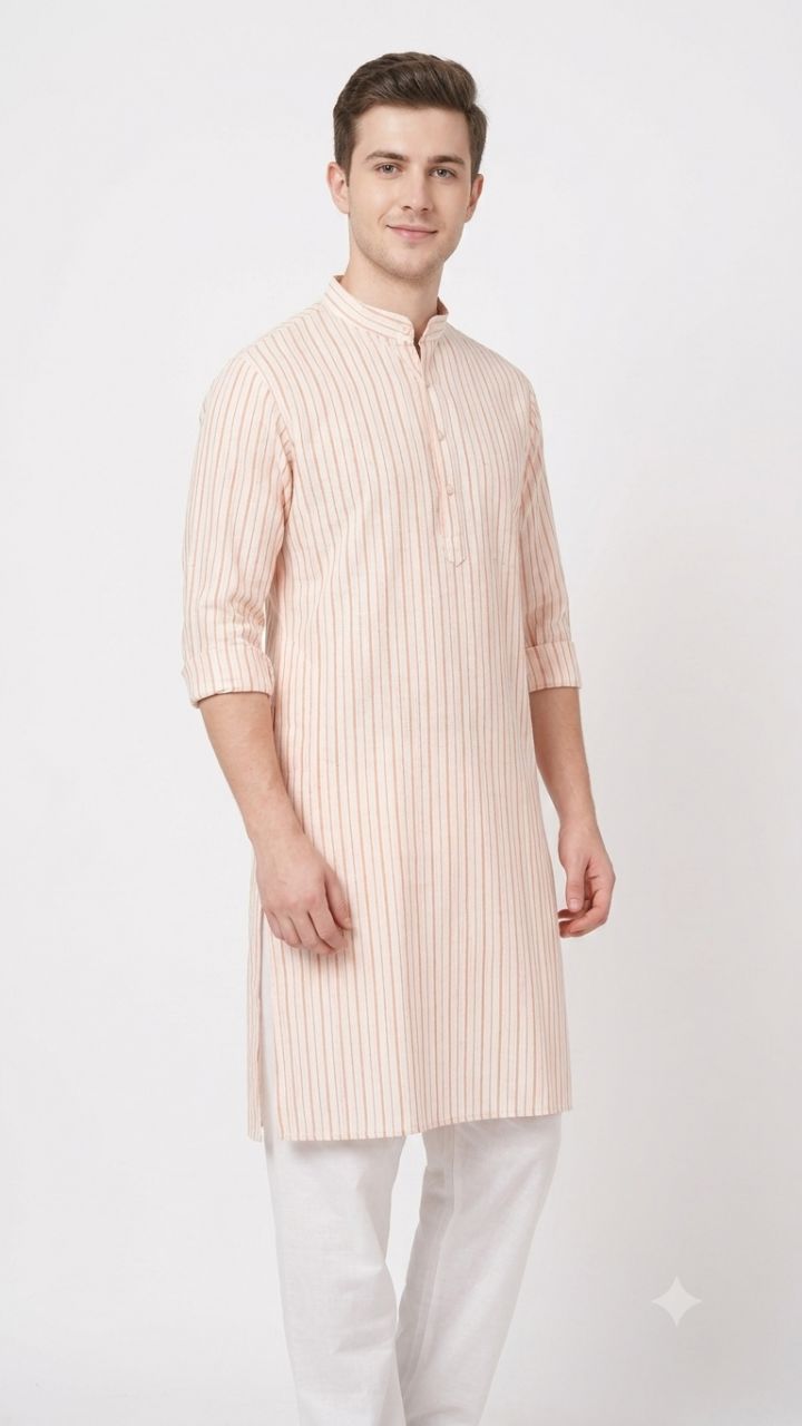 Premium Striped Khadi Kurta Yuvi view 4